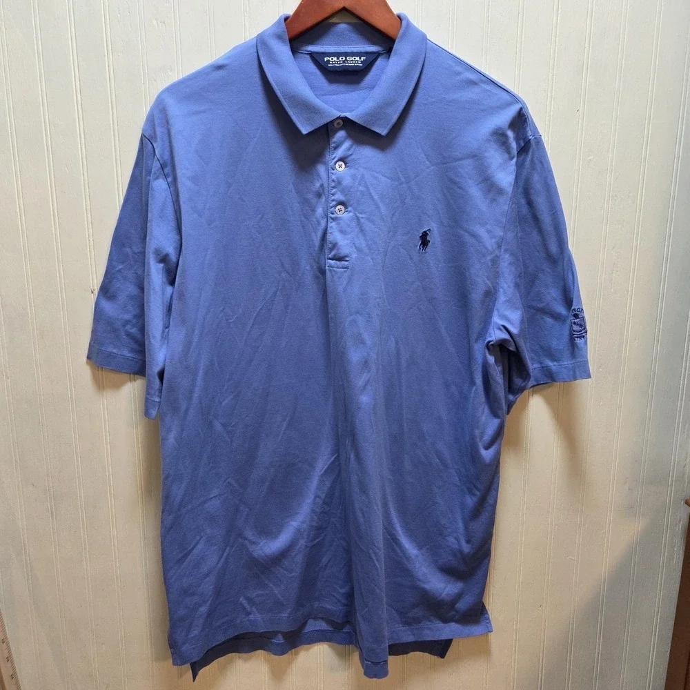 Polo‎ Golf Ralph Lauren Polo Shirt Mens L Blue Short Sleeve Roanoke Country Club